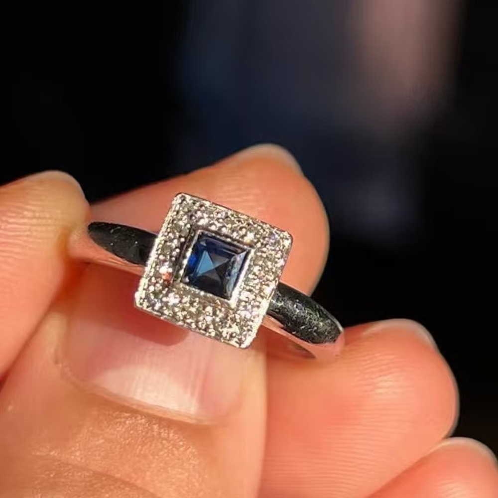 Beautify Beautique Silver Ring with Blue Gem
